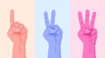 Set of counting one two three hand sign. Three steps or options concept.