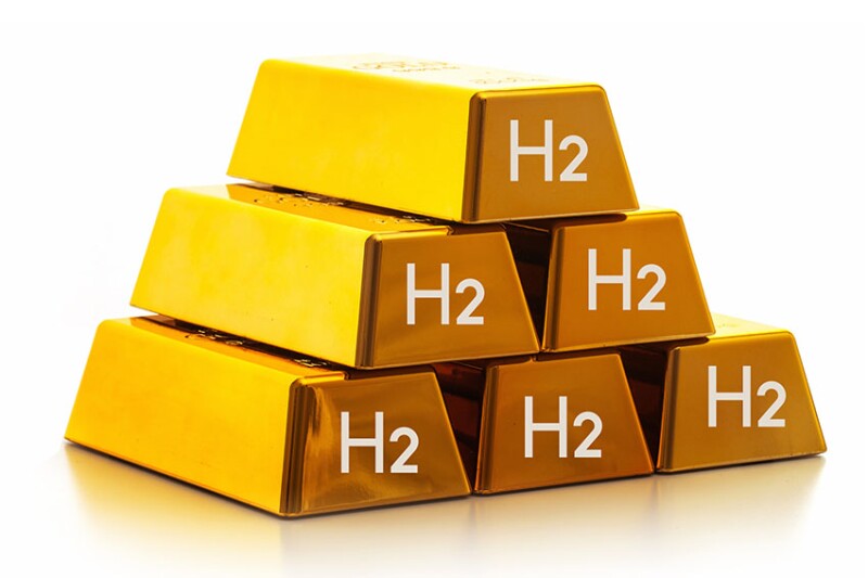 Bars of gold with H2