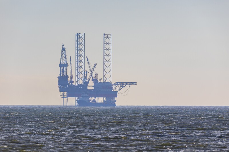 Deepwater oil platform on the open sea. Azerbaijan