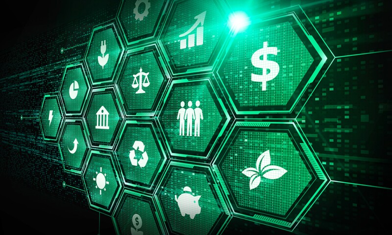 ESG Investing Concept - Sustainable and Socially Responsible Investing - New Factors to Evaluate Corporations and Countries on How Far Advanced They are with Sustainability and Governance Paradigms - Abstract Illustration
