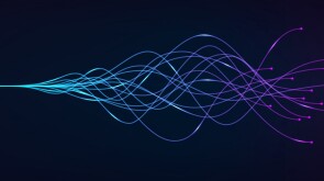 ai - artificial intelligence and deep learning concept of neural networks. Wave equalizer. Blue and purple lines. Vector illustration