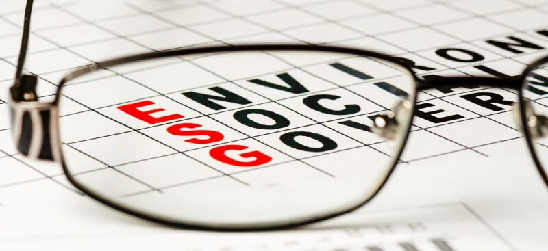 ESG. Environmental social and governance business concept. Text on paper. Selective focus