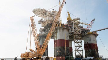 The Anchor floating production unit ready for final assembly on the Texas shoreline.