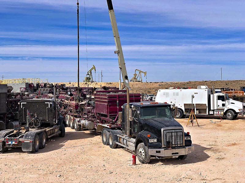 Oilfield services equipment on well site