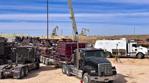 Oilfield services equipment on well site