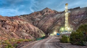 Drilling Fracking Rig at Dusk