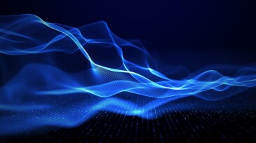 Digital abstract background blue wave flow line and dots connect, Background 3d rendering